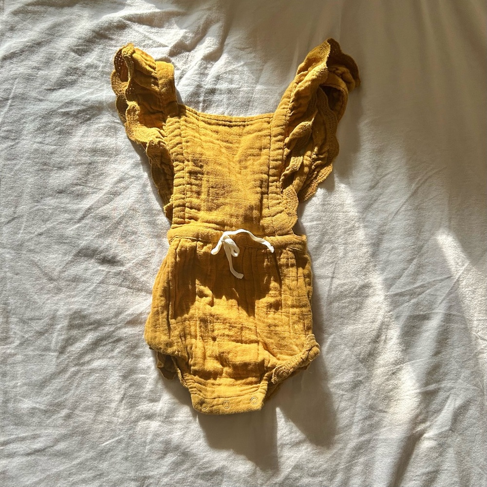 Jamie Kay Mustard Yellow Flutter Sleeve Evie Playsuit Romper 3T